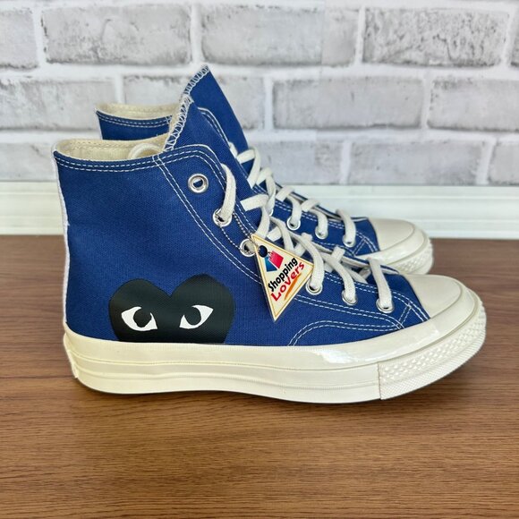 🖤Converse Chuck Taylor Hi Women Shoes Sz 5 Comme des Garcons PLAY Blue 171846C - Picture 6 of 13